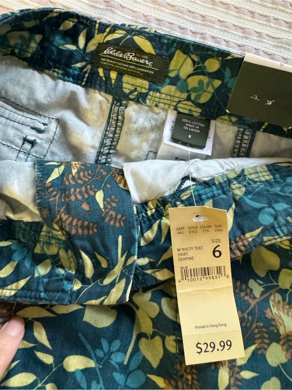 Eddie Bauer Teal & Yellow Floral Mini Skirt